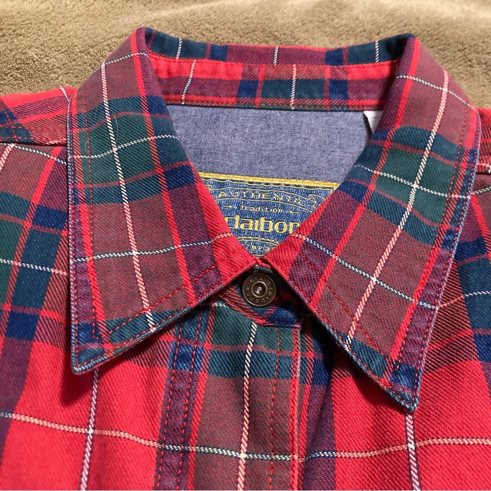 NWOT Liz Claiborne Lizwear Vintage 90s Top Long Sleeve Blouse Plaid Red Size 14 - Picture 5 of 16